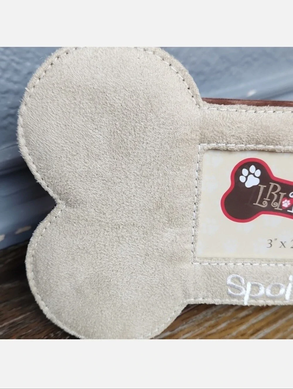 NWOT Spoiled Dog Bone Photo Frame Tan Brown Soft